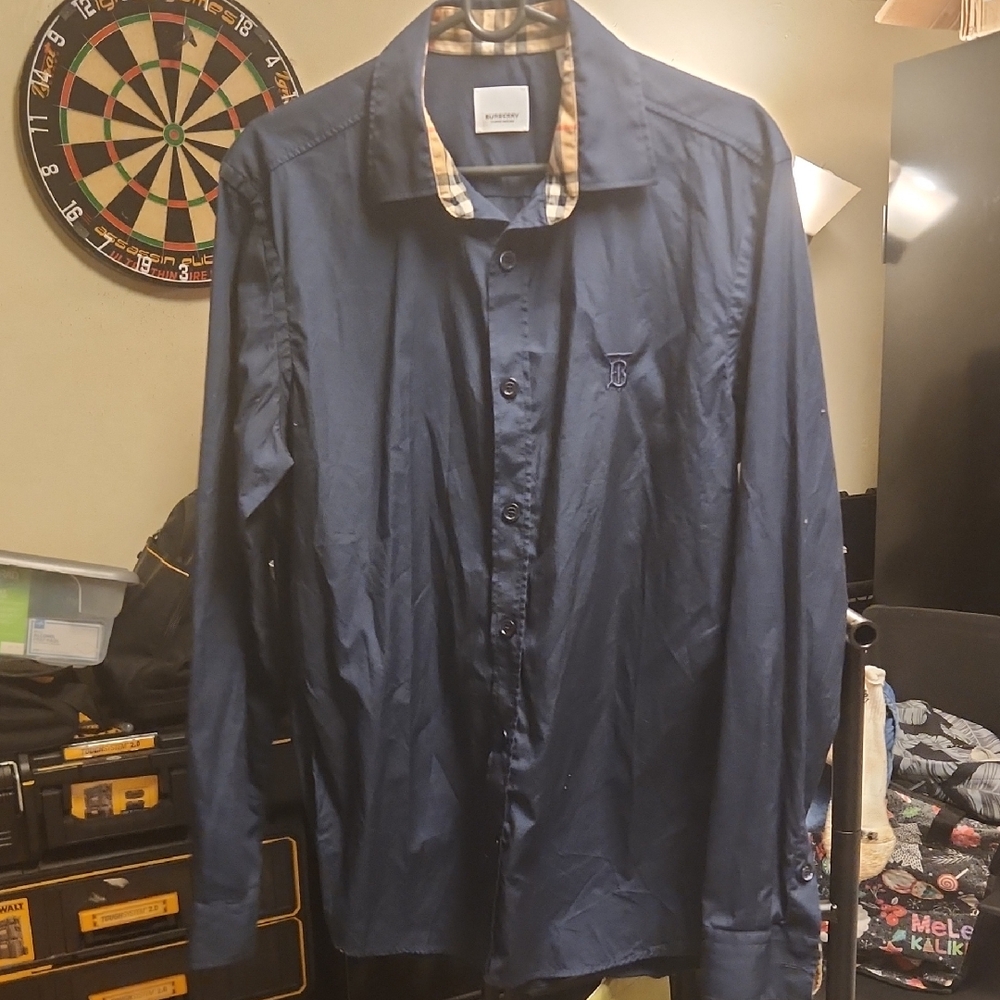 Burberry Dark Blue Collared Shirt